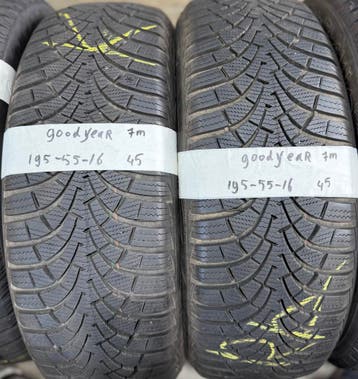 2x 195-55-16 Goodyear Winter 2x 7mm €45 Per Band 195 55 16, Auto-onderdelen, Banden en Velgen, Ophalen, Gebruikt, 16 inch, Winterbanden
