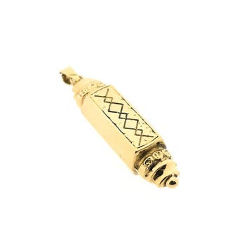 Gouden Mezouza hanger (Hanger of bedel), Ophalen of Verzenden, Gebruikt, Goud, Overige merken