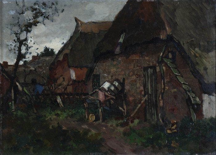 Willem Hendrik van der Nat (1864–1929) - Boerderij, Antiek en Kunst, Kunst | Schilderijen | Klassiek