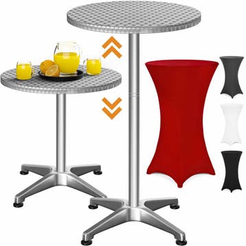 Bartafel zilver 115x60cm + bartafelhoes rood Ø60cm, Verzenden, Nieuw
