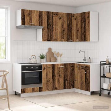 vidaXL Keukenblok LYON 8 st Oud hout Bewerkt hout, Verzenden, Nieuw, Bruin