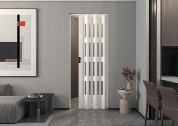 Luxe Balci Yara vouwdeur met glas in kleur wit BxH 87x214 cm, 80 tot 100 cm, Binnendeur, Nieuw, Ophalen of Verzenden