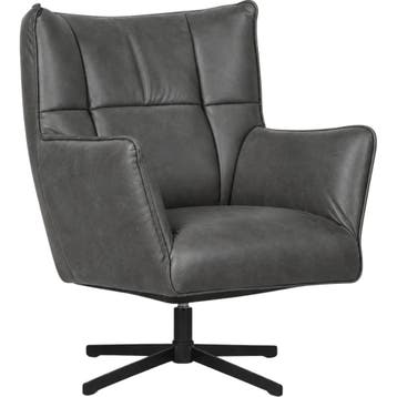 Leren draaifauteuil Lovely - Vintage Grey (grijs), Nieuw, Ophalen of Verzenden, 75 tot 100 cm, Eigentijds, Modern, Retro, Vintage