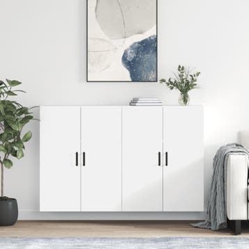 vidaXL Hangkasten 2 st 69,5x34x90 cm wit, Verzenden, Nieuw, 50 tot 100 cm, Minder dan 100 cm