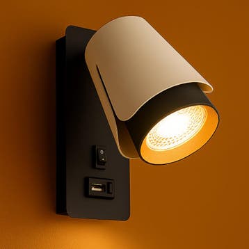 Bedlamp Zwart/ wit | Tulip | USB+C oplaadpoort, Ophalen of Verzenden, Nieuw, Modern