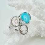 Turquoise - Zilver - Ring - Arizona-turkoois en cameeën, Antiek en Kunst