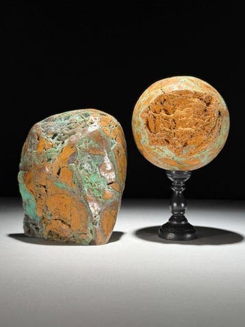 GEEN RESERVEPRIJS - Prachtig paar groene smithsoniet Vrije