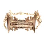 Antiek gouden armband van bijbel slot uit 1858, Ophalen of Verzenden, Gebruikt, Overige kleuren, Goud