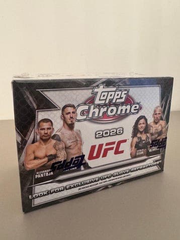 2026 Topps Chrome UFC 6 packs per box, 4 cards per pack, Verzamelen, Nieuw