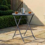 Klaptafel Sande tuintafel metaal rond 71xØ62 cm zwart [en.ca, Verzenden, Nieuw