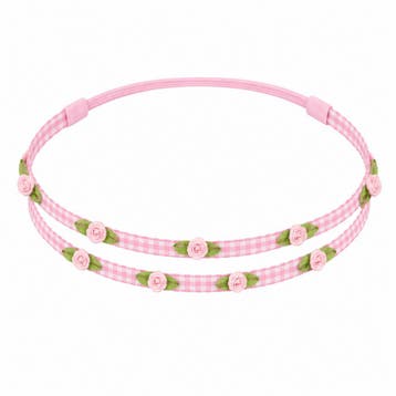 Haarband Kind met Roosjes - Ruitprint - Roze, Nieuw