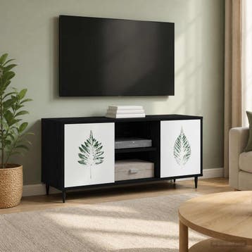 vidaXL Tv-meubel HANAU 102 x 33 x 51 cm Zwart eiken Bewerkt, Minder dan 50 cm, Verzenden, Nieuw, Minder dan 100 cm