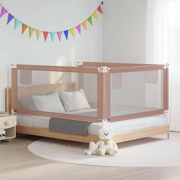 vidaXL Bedhekje peuter 190x25 cm stof taupe, Verzenden, Nieuw