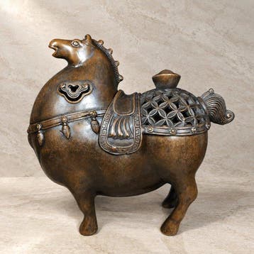 Beeld, Wierookbrander Tang-Dynastie paard - 16.5 cm - Koper, Antiek en Kunst