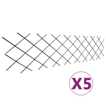 vidaXL Tuinlatwerken 5 st 180x60 cm wilgenhout, Tuin en Terras, Verzenden, Nieuw, Hout, Minder dan 1 meter