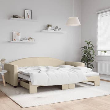 vidaXL Slaapbank met onderschuifbed 90x200 cm stof, 90 cm, Eenpersoons, Verzenden, Nieuw