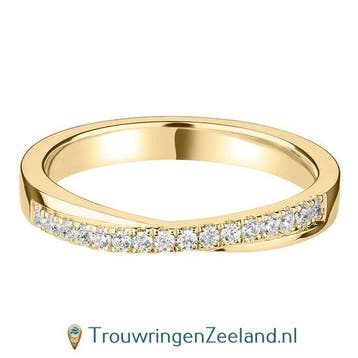 Aanschuifring in 9/18 karaat geelgoud Twist-vorm met 16 d..., Sieraden, Tassen en Uiterlijk, Ringen, Verzenden, Nieuw