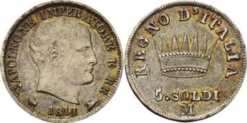 5 Soldi 1811, Italien-lombardei Napoleon 1804-1814, Verzenden