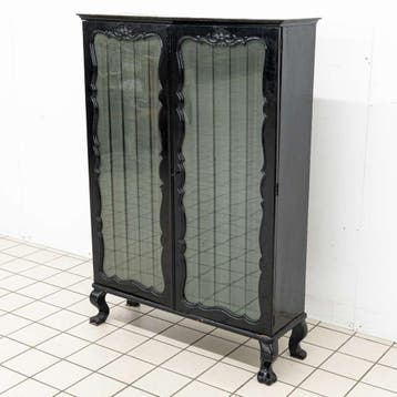 Klassieke Zwarte Vitrinekast, Huis en Inrichting, Kasten | Vitrinekasten, Ophalen of Verzenden, Nieuw