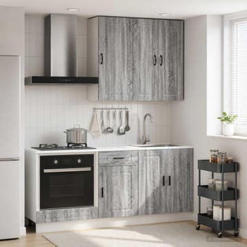 vidaXL Keukenblok PORTO 5 st Grijs Sonoma Bewerkt hout, Verzenden, Nieuw, Grijs