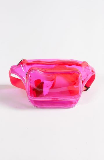 KIMU® Transparante Heuptas Neon Roze Fanny Pack 2 Vakken Flu, Ophalen of Verzenden, Nieuw, Overige kleuren, Overige typen
