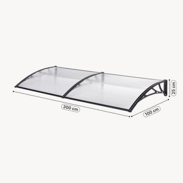 [en.casa] Deurluifel Mellerud afdak 300x100 cm transparant e, Verzenden, Nieuw