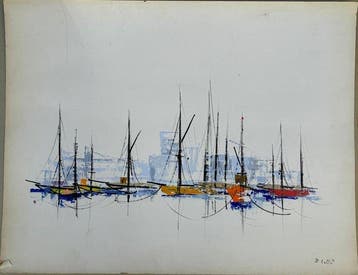 Jean Pierre Collin (1935-2025) - Marine avec Bateaux - 12