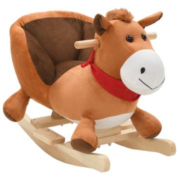 vidaXL Hobbeldier paard met rugleuning 60x32x50 cm pluche, Verzenden, Nieuw