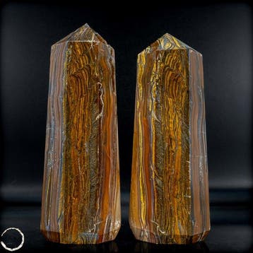 Tijgeroog-Obeliskenset – goudbruine elegantie met