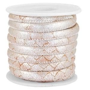 1 rol met 4 meter gestikt imitatie leer 6x4mm Reptile Pal..., Ophalen of Verzenden, Nieuw, Draad