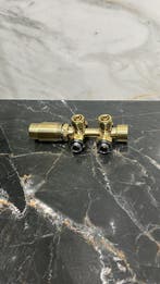 Gouden radiator aansluitset Haaks voor radiatoren met onder, Doe-het-zelf en Verbouw, Verwarming en Radiatoren, Ophalen of Verzenden