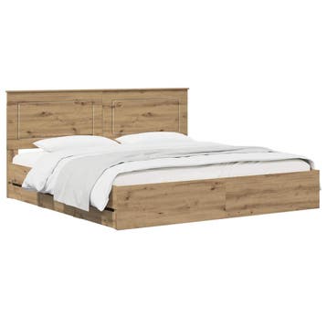 vidaXL Bed Frame with Storage and Headboard Artisan Oak 180, Huis en Inrichting, Slaapkamer | Bedden, Bruin, Verzenden, Hout, Nieuw