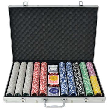 vidaXL Pokerset met 1000 laser chips aluminium, Verzenden, Nieuw