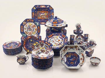 Hermès - Tafelservies (77) - Inlegwerk van harde stenen uit