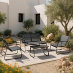 Tuinset 4-delig Palencia loungeset lichtgrijs en zwart, Verzenden, Nieuw