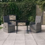 vidaXL 3-delige Tuinset met kussens grijs, 2 zitplaatsen, Nieuw, Tuinset, Verzenden
