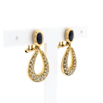 Gouden oorclips met saffier en diamanten; Ca. 1,00 ct., Sieraden, Tassen en Uiterlijk, Oorbellen, Gebruikt, Ophalen of Verzenden