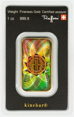 1 oz goudbaar - Argor-Heraeus Kinebar (met certificaat), Verzenden, Goud