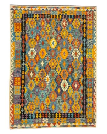 Kelim tapijt Afghan perzisch 300x213 wollen vloerkleed, Blauw, 200 cm of meer,  Perzisch tapijt kelim killim wollen vloerkleed handgeknoopt 