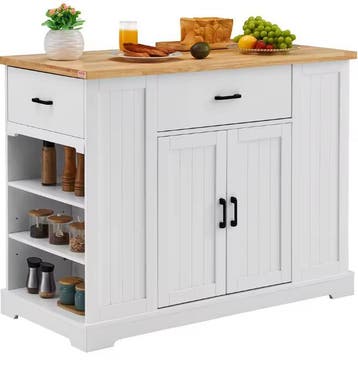 Keukeneiland met Houten Blad &amp; Opbergruimte – 117 cm, Verzenden, Nieuw