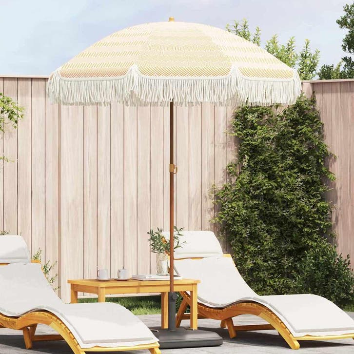 vidaXL Strandparasol Geel en Wit 160 x 160 x 196 cm, Tuin en Terras, Parasols, Strandparasol, Nieuw, 1 tot 2 meter, Verzenden
