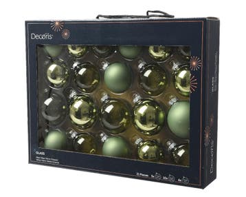 Kerstballen Glas Rozemarijngroen 7cm Set van 21, Ophalen of Verzenden, Nieuw