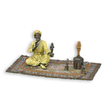 A BRONZE SCULPTURE OF AN ORIENTAL FIGURINE SELLER, Verzenden, Nieuw