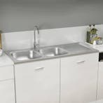 vidaXL Gootsteen dubbele bakken 1200x500x155 mm roestvrij, Verzenden, Nieuw