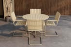 Holmsund- Tuinset - 4 stoelen - tafel - Beige - Polywood, Verzenden, Nieuw
