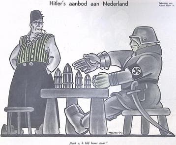 Hitlers aanbod aan Nederland op spotprent (lijst optie), Verzenden