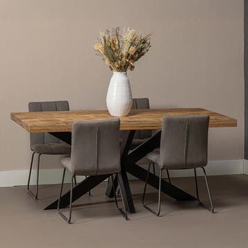 Mangohouten Eettafel Rechthoek Donald 240x100 cm (6cm), Huis en Inrichting, Verzenden, Nieuw, Industriële meubels, Rechthoekig