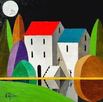 Vittorio Altieri (XX-XXI) - Notturno Metafisico, Antiek en Kunst, Kunst | Schilderijen | Klassiek