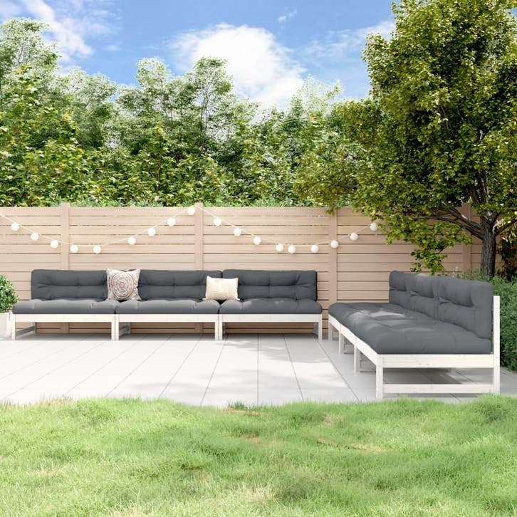 vidaXL 6-delige Loungeset massief grenenhout wit, Tuin en Terras, Tuinsets en Loungesets, Loungeset, Nieuw, 6 zitplaatsen, Verzenden