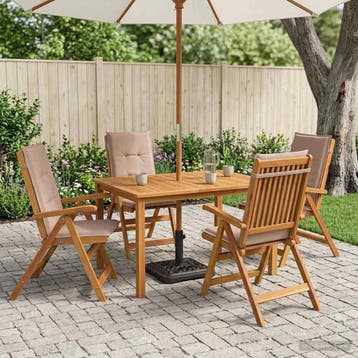 vidaXL 5-delige tuin eetset Naturel Massief Acaciahout, Verzenden, Nieuw